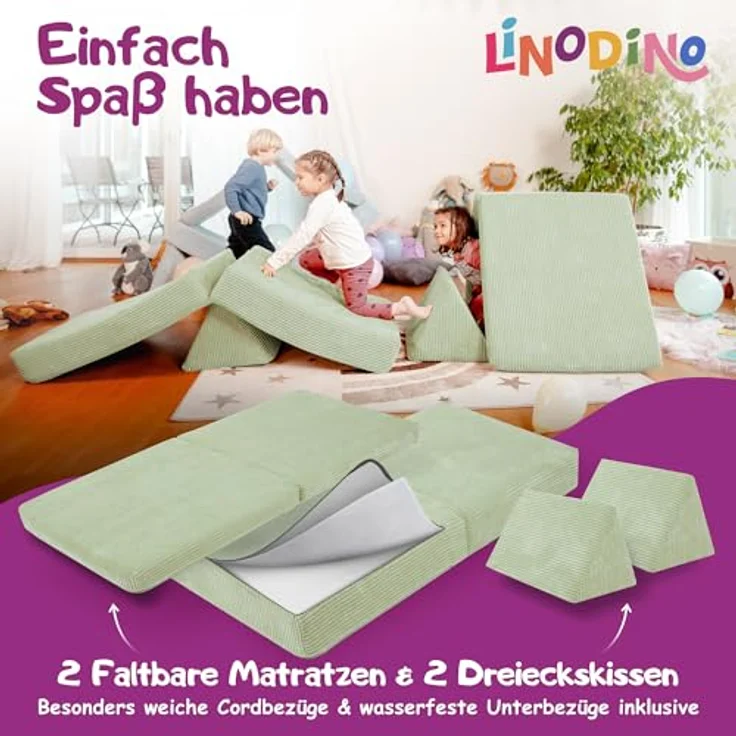 Linodino Kindersofa Spielsofa I aus Schaumstoff Bausteine I Spielcouch für Kinder, 3 Jahre Garantie – Bild 5
