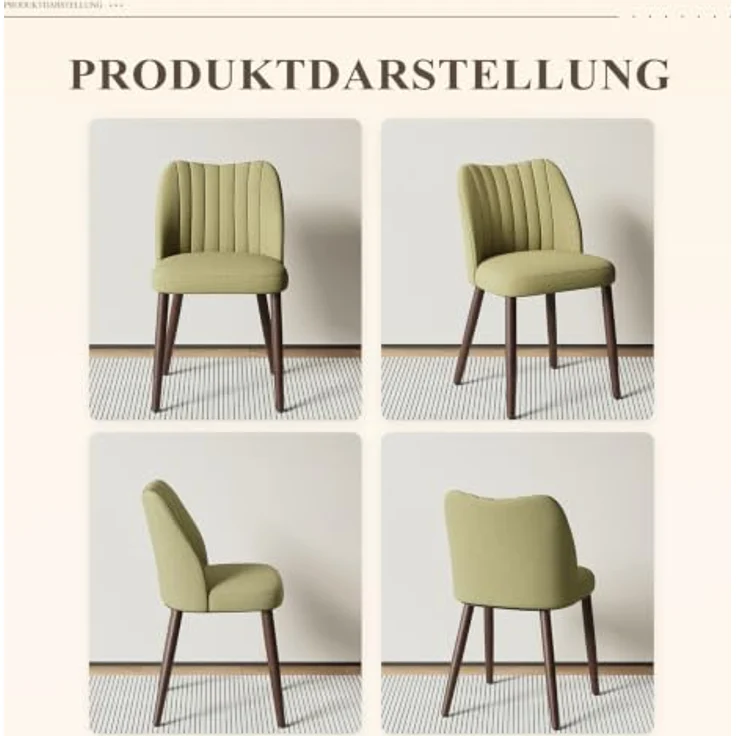 MALOL Esszimmerstühle 2er Set, Polsterstühl mit Rückenlehne, Ergonomisch Gepolsterte Küchenstühle mit vertikaler Rillenlehne, Moderne Esszimmer Stühle für Esstisch Wohnzimmer Café Restaurant, Grün – Bild 10