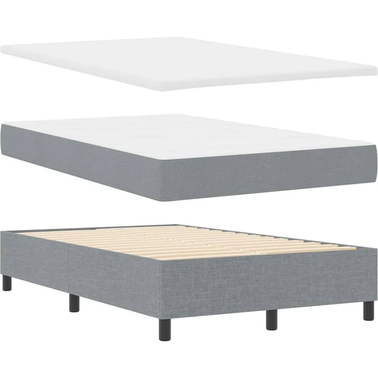 vidaXL Boxspringbett mit Matratze mit LED Hellgrau 120 x 190 cm Stoff 3342774 – Bild 7