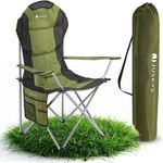 Juskys Campingstuhl Lido mit Getränkehalter & Tasche - Camping Klappstuhl gepolstert - Faltstuhl Angelstuhl Strandstuhl Chair - Stuhl Grün