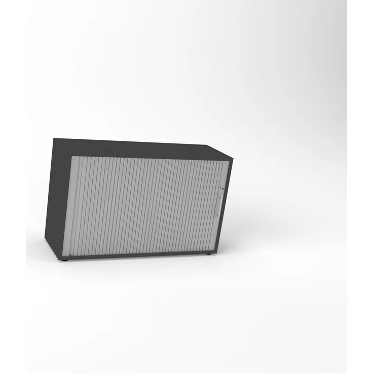 Rheinland Möbel Querrollladenschrank Rollino 120×40×75 cm – abschließbarer Rollladenschrank 2OH in Graphit/Silber mit Metall-Bogengriff