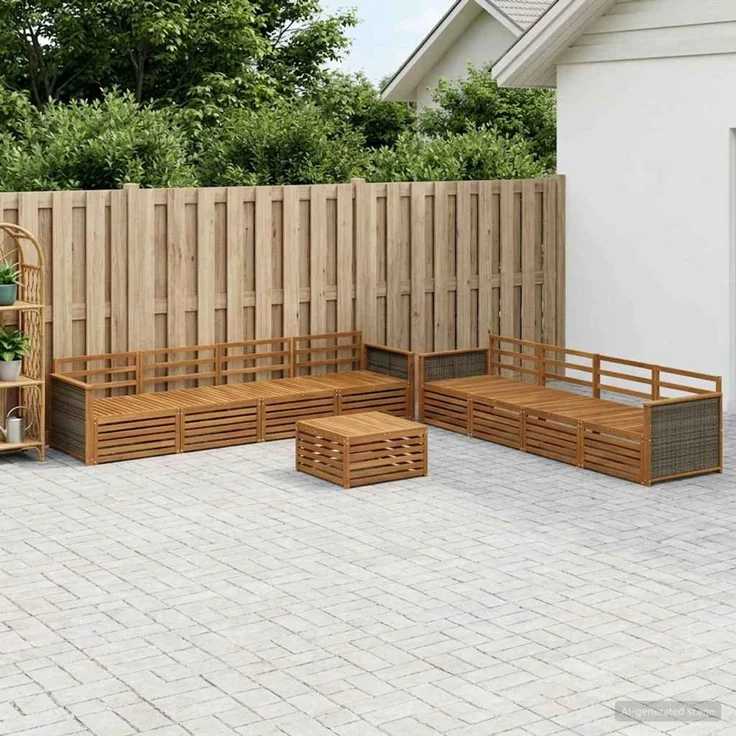 vidaXL Outdoor-Sofagarnitur 9 stk. 8-Sitzer Natur Massivholz Akazie 3383167 – Bild 1