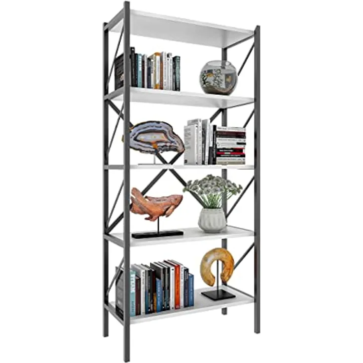 MID.YOU Regal, weiß, Holzwerkstoff, stehend, 5 Fächer, 66x160x34 cm