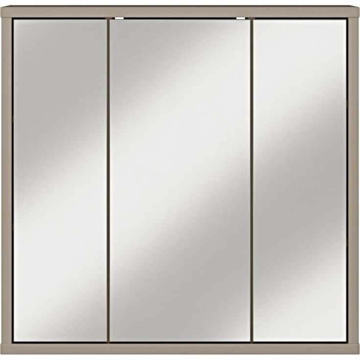 Badezimmerspiegelschrank >ALICE SPRINGS< in Taupe / Spiegel - 74,5x72x23,8cm (BxHxT) – Bild 1