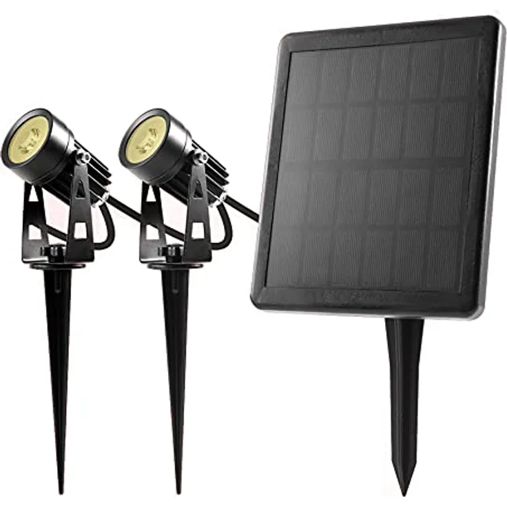 BOLD Solar-Strahler Garten 2er-Set - LED Solarleuchten Außen, Warmweiß