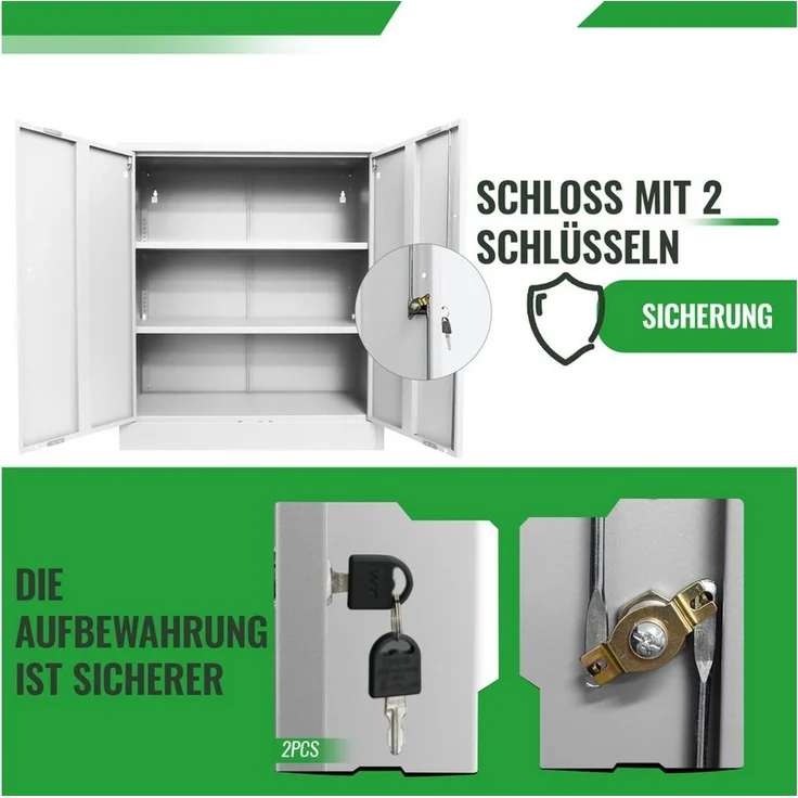ONDIS24 Aktenschrank Mehrzweckschrank Stahlschrank - Büroschrank Metallschrank abschließbar mit justierbaren Einlegeböden, 50Kg Pro Einlage – Bild 3
