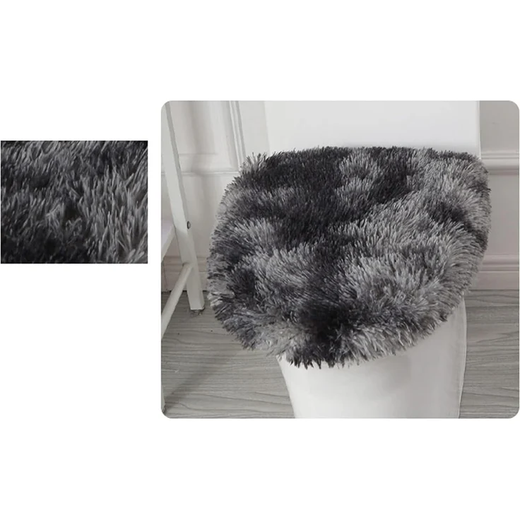 ABC Werten Sie Ihr Badezimmerteppich-Set mit 3 rutschfesten, flauschigen Teppichen auf, darunter ein U-förmiger Toilettenteppich, eine saugfähige Badematte, ein Toilettensitz und ein schwarz lackiertes Band – Bild 2