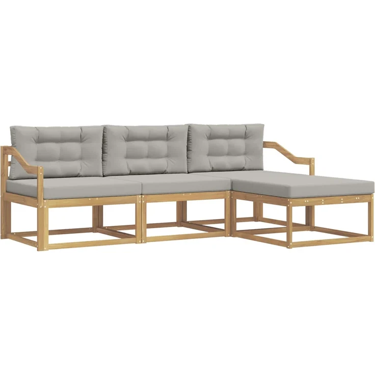 vidaXL Outdoor-Sofagarnitur 4 stk. Weiß und Hellgrau Polyester 3386285 – Bild 2