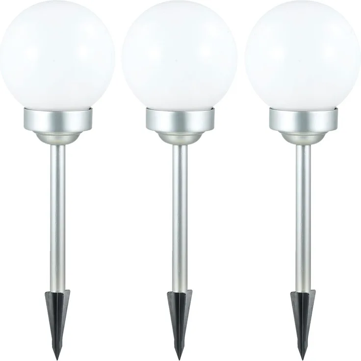 3x LED Solarleuchte, Kugel weiß, DM 15 cm, H42,5 cm