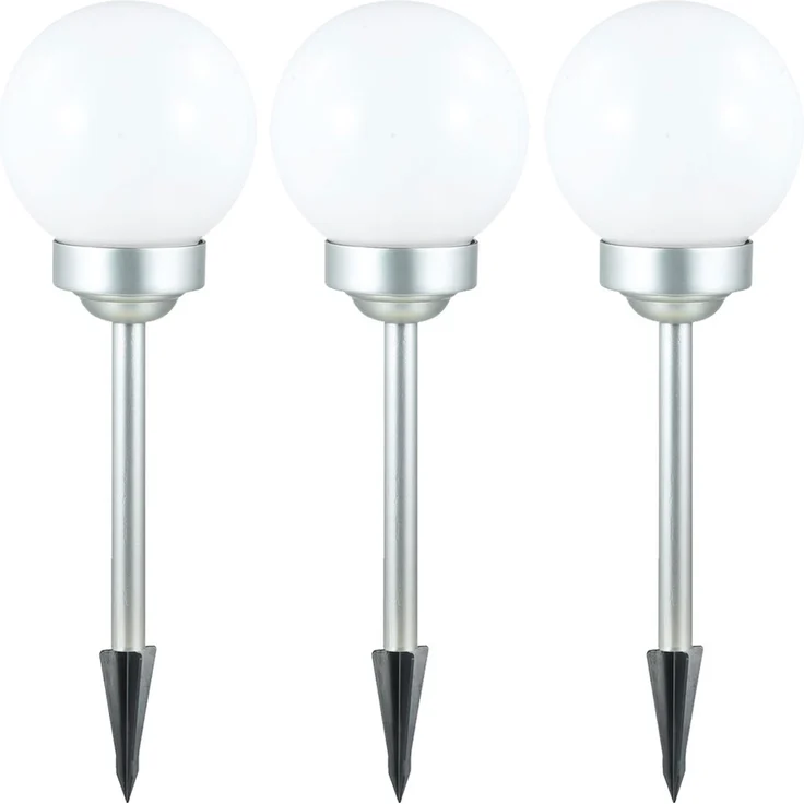 3x LED Solarleuchte, Kugel weiß, DM 15 cm, H42,5 cm – Bild 1
