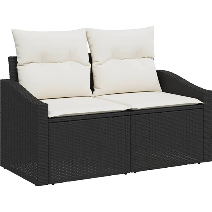 vidaXL Sofa Set 8 stk. Schwarz und Cremeweiß Polyrattan und Stahl 3448207 – Bild 3