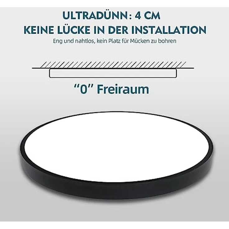 style home LED Deckenleuchte Metall Deckenlampe 12W/24W/36W/48W/96W, Runde/Quadratisch, LED fest integriert, Warmweiß 3000K ohne Fernbedienung, 24W, Ø30*4cm, Runde Lampe für Wohnzimmer Schlafzimmer Küche, Schwarz – Bild 6