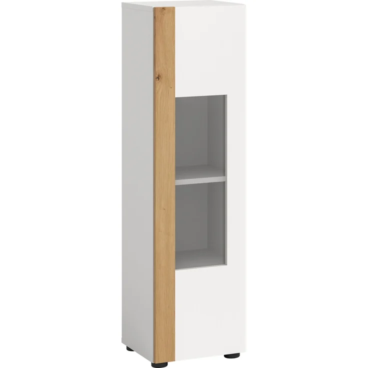 Vitrine (B/H/T: 30x112x33 cm) in weiß Nachbildung – Bild 1
