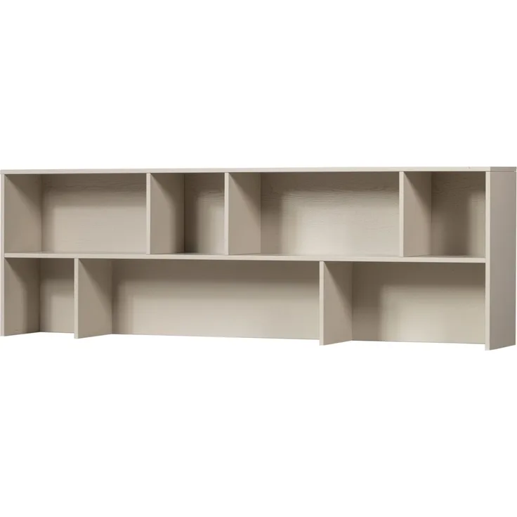 Aufsatzschrank New Gravure aus Kiefernholz, skandinavischer Stil, hellgrau Dust, 200 cm breit