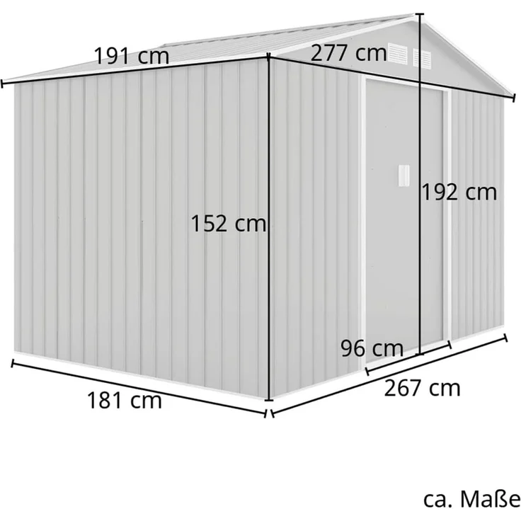 XXL Metall Gerätehaus Geräteschuppen Garten Haus Schuppen Gartenhaus Laube grau – Bild 3