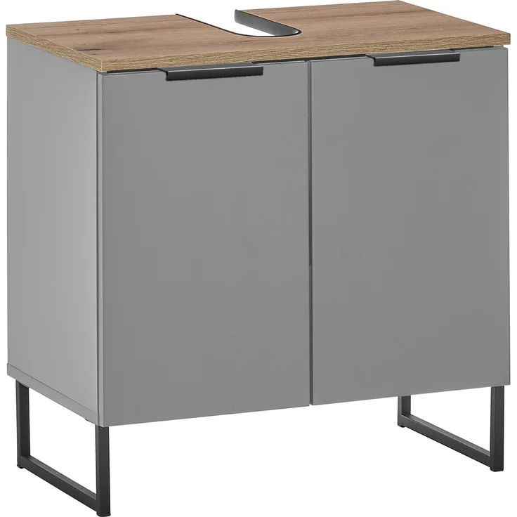 Badezimmer-Set >Denver< (3-tlg.) in grau matt / Evoke Eiche Dekor - 120x195x35 (BxHxT) – Bild 3