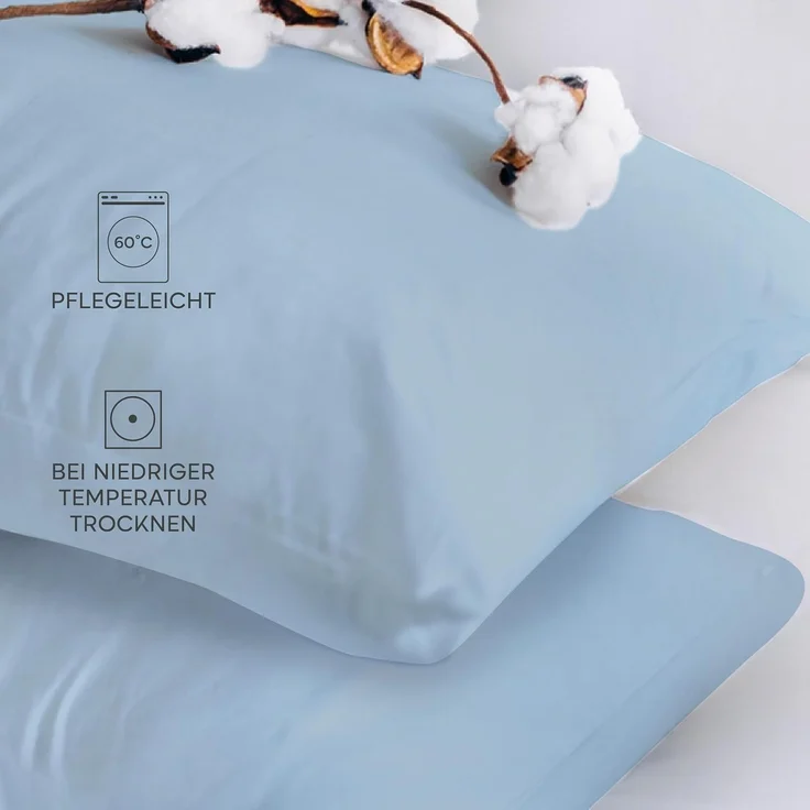 Twinzen® Kissenbezug 50x70 (2er-Set) - 100% Jersey Baumwolle 150 GSM Kissenbezüge - Blau - Für Kissenbezüge 50x70 cm - Kissenhülle - Kissenbezug mit Reißverschluss - Oeko-Tex Zertifiziert – Bild 6