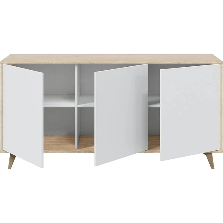 Wohnzimmer-Set >KIKUA PLUS< (4-Teilig) in Canadian Eiche/Artik Weiß - 135x50x40 (BxHxT) – Bild 8