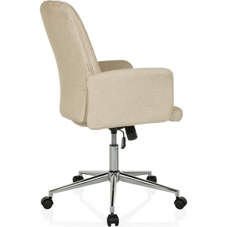 hjh OFFICE Moderner Home-Office Stuhl SOLAO 400 Schreibtischstuhl Drehstuhl mit Rollen, Wippfunktion, höhenverstellbar, gepolstert, Beige – Bild 8