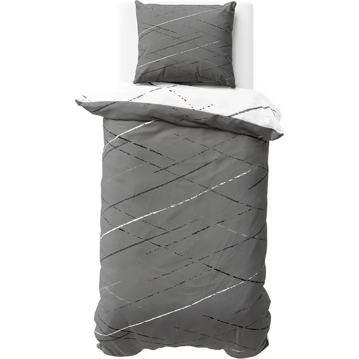 Visaggio Bettwäsche Hochwertige Polycotton Bettbezug in 6 Größen, Renforcé, 2 teilig, schlichtes Streifen Design mit Wendeseite, Beige, Grau und Grün – Bild 1