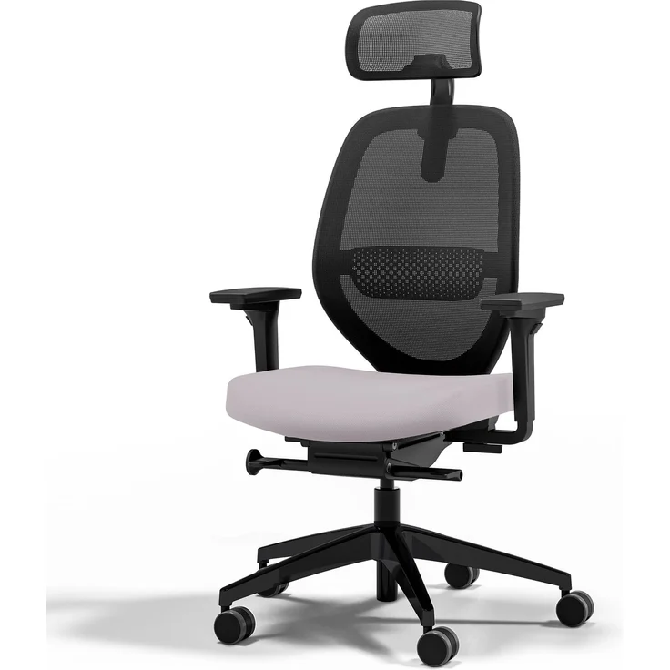 ASSMANN Ergonomischer Bürostuhl Atessa mit Netzrücken und Kopfstütze Hellgrau 63x53x121cm Textil – Bild 1
