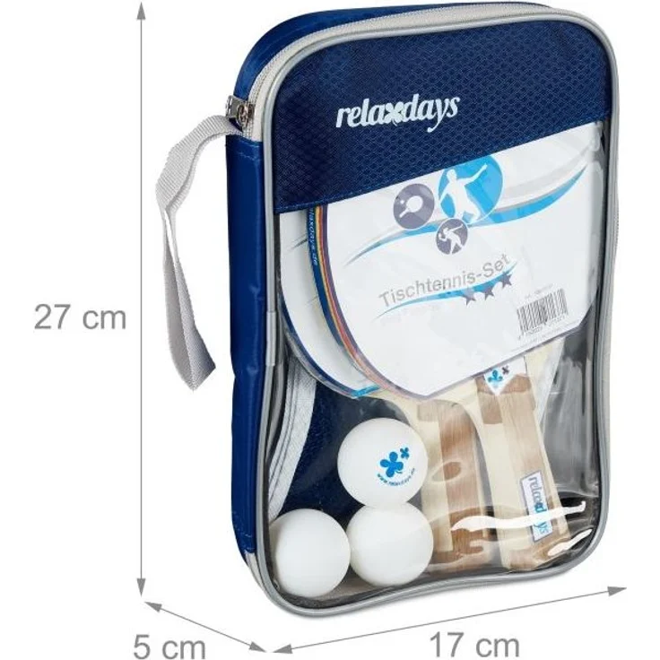 Relaxdays Tischtennis-Set inkl. 2 Schläger, 3 Tischtennisbälle, Tischtennisnetz & Reissverschlusstasche, Kunststoff rot / schwarz – Bild 4