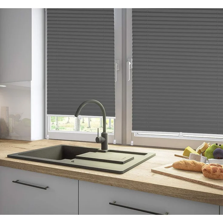 Sekey Plissee ohne Bohren Verdunkelung 70x100cm, Grau – Bild 8