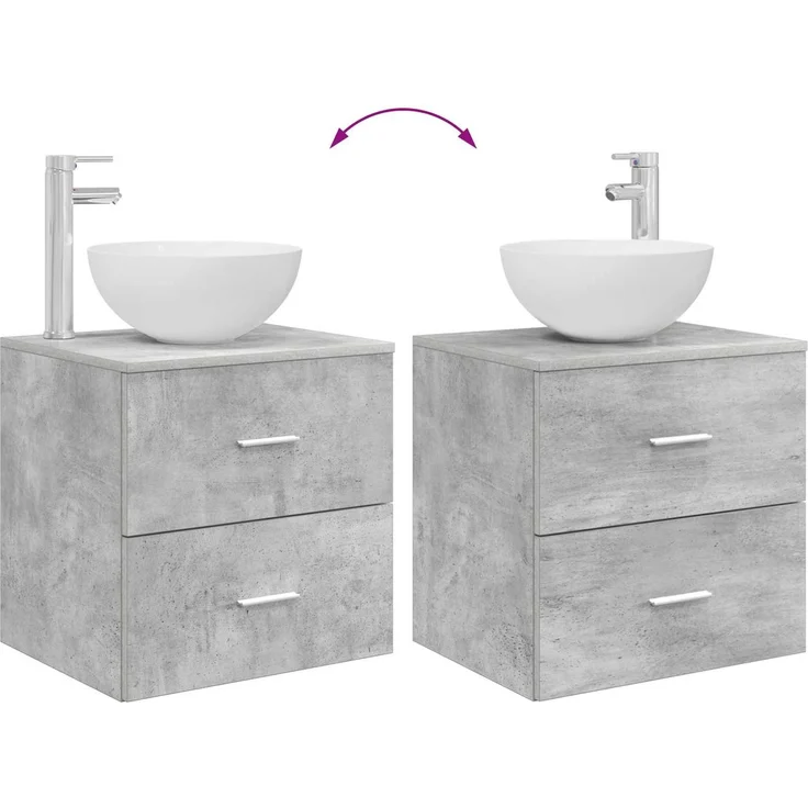 vidaXL Badezimmerschrank-Set 2 stk. Betongrau 79,5 x 35 x 80 cm 3403947 – Bild 8