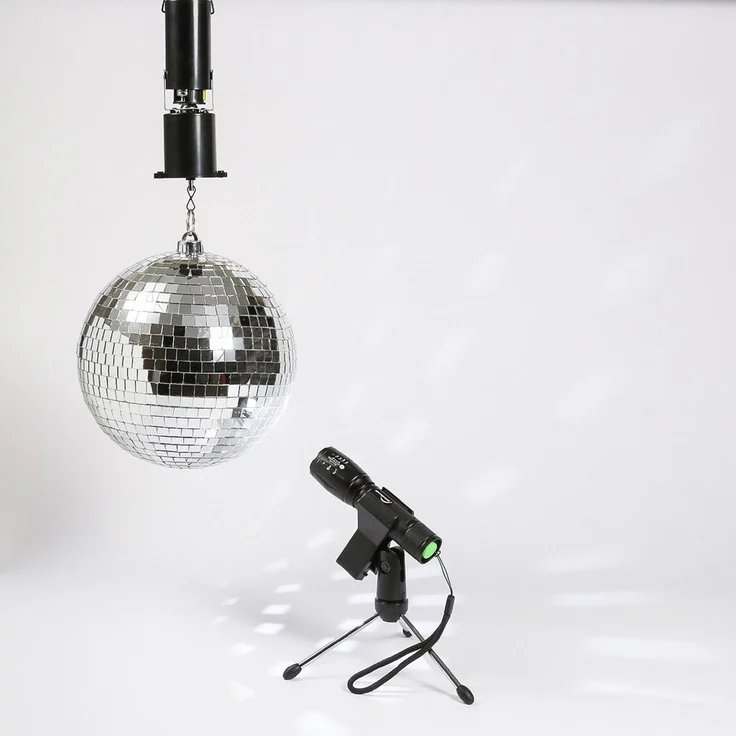 SATISFIRE Discolicht Discokugel Set Mobile Party Komplettset 20cm Kugel Motor Spot Stativ – Bild 3