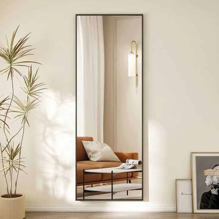 Hopibath Ganzkörperspiegel für Wohnzimmer Spiegel groß für Flur Kinderzimmer Hotel Garderobe (Standspiegel Eckig, mit Alurahmen, 5mm Glas), 150x50, 160x40, 140x40 cm