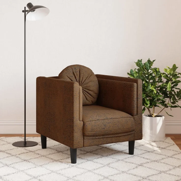 vidaXL Sessel mit Kissen Braun Kunstleder Wildleder-Optik 372631 – Bild 2