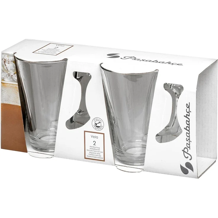 Pasabahce, 2-er Set Vela Style 55201 Tee oder Kaffee Glastasse mit Henkel, ca. 250 ml Fassungsvermögen – Bild 5