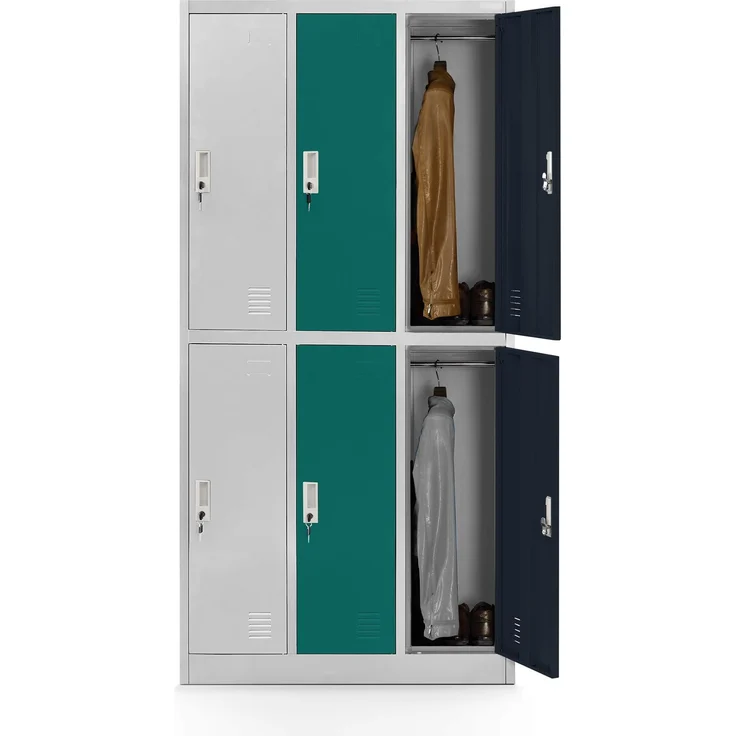 Jan Nowak Umkleideschrank Metall, Spindschrank mit 6 Fächern, abschließbar