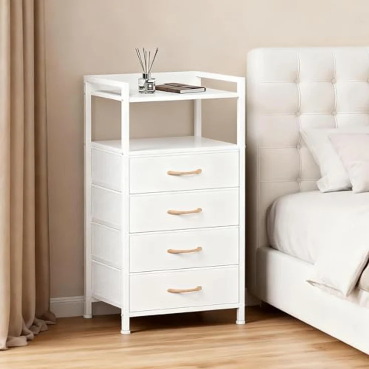 GarveeLife Kommode Schrank 4 Stoffschubladen Aufbewahrungsschrank Für Schlafzimmer Wohnzimmer Flur, Komodenschrank Schubladenschrank, 41x29x83.5Cm – Bild 2
