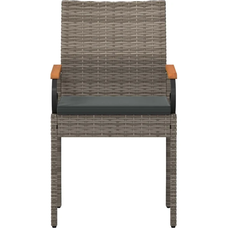 vidaXL Gartenstühle 4 Stk. Grau und Dunkelgrau Poly-Rattan und Akazie 42025886 – Bild 6