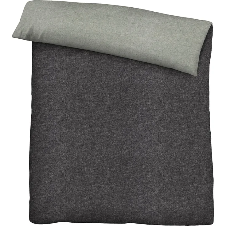 biberna 'Titanium Melange Uni' Melange-Flanell Bettwäsche, 135x200 cm + 80x80 cm
