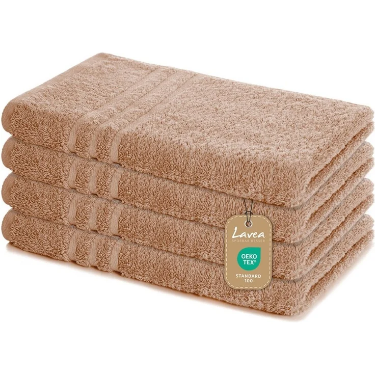 Lavea Handtuch Lavea® 4er Set Handtücher 50x100 cm, Elena Frottiererie, 100% Baumwolle (4er Set), 500 g/m² Frottier, weich & saugstark, pflegeleicht – Bild 1