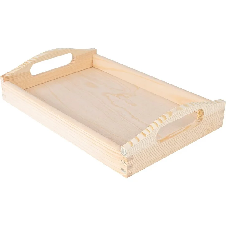 Creative Deco Tablett Serviertablett Holz mit Griff, Tablett Holz mit Griff – Bild 1