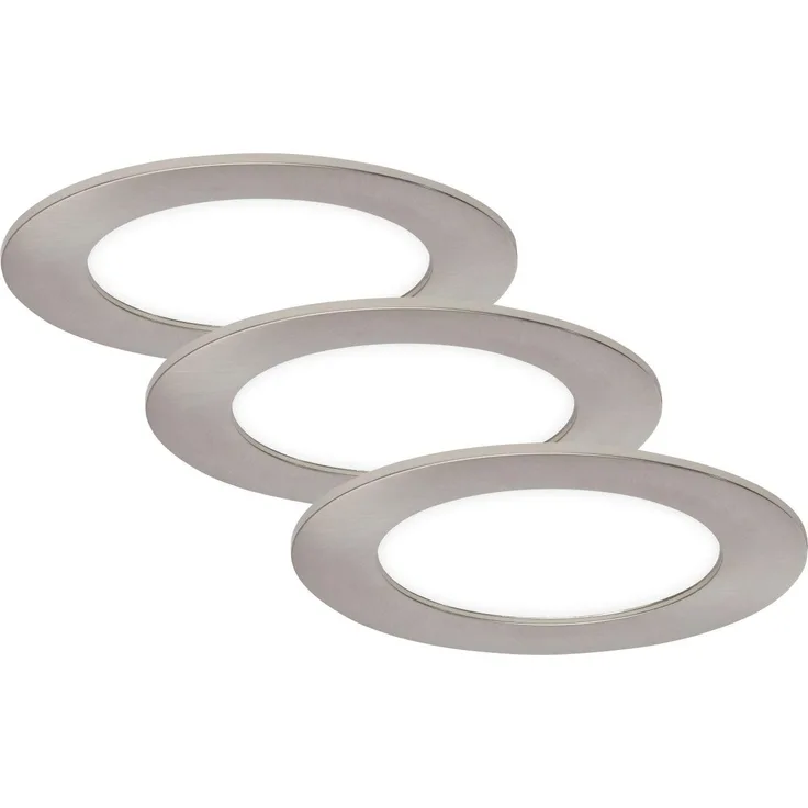Di-Ka LED Einbauleuchte Flat-In 3er Set nickel-matt Ø 12 cm 7W