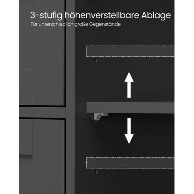 Vasagle Badezimmerschrank mit 4 Schubladen und verstellbarer Ablage, MDF tintenschwarz, 82 x 30 x 55 cm – Bild 4