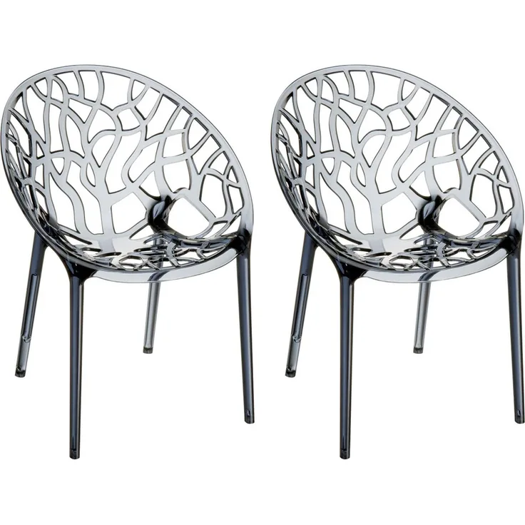 CLP 2er Set Stapelstuhl CRYSTAL Wetterbeständig,grau