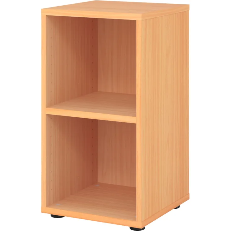 bümö Regal Buche, Standregal aus Holz für 2 Ordnerhöhen - Bücherregal klein 40 cm schmal, Aktenregal für Ordner & Bücher, kleines Büroregal, Holzregal, Ordnerregal, Buchregal Dachschräge, 924RE-6