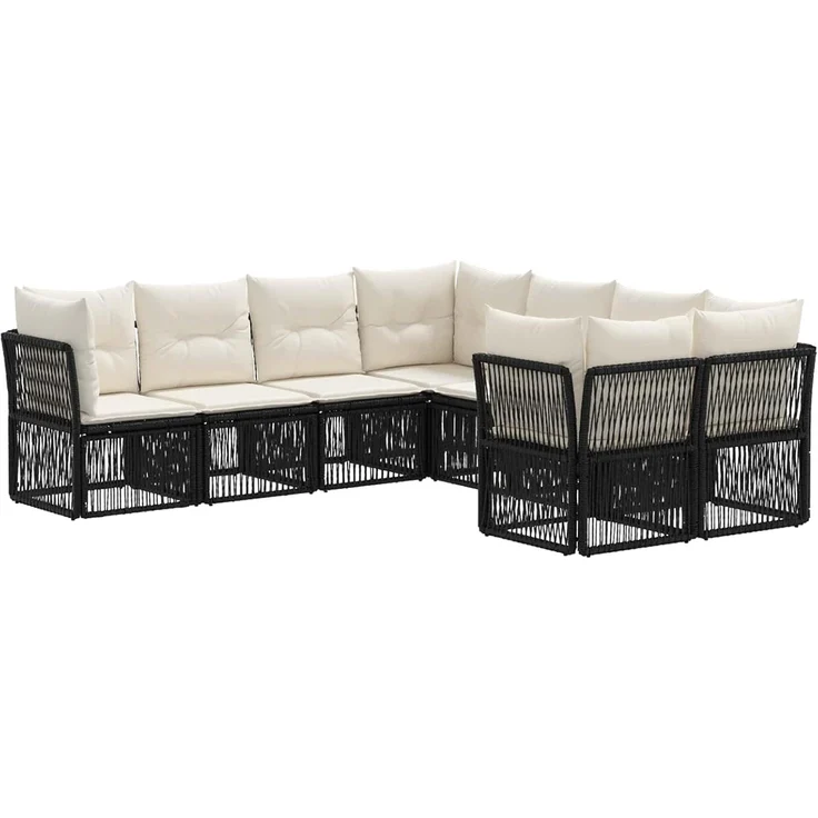 vidaXL Gartensofa-set 8 stk. 8-Sitzer Schwarz Poly-Rattan 3434446 – Bild 1