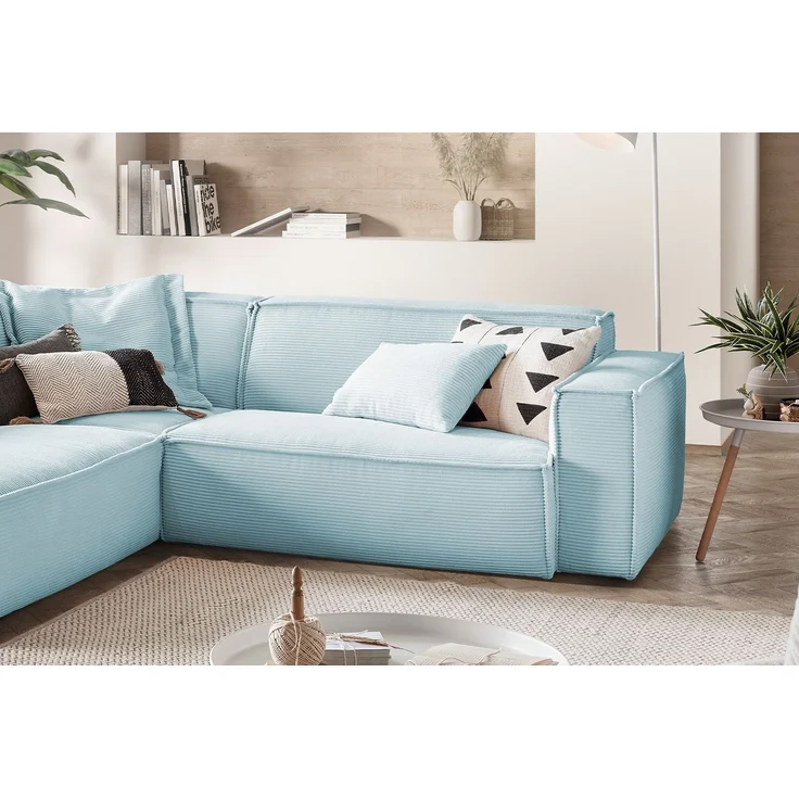 KAWOLA Sofa SAMU Ecksofa Cord hellblau Recamiere links 72 x 224 x 254 cm – Bild 5