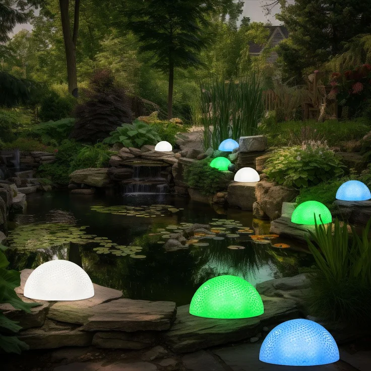 9er Set RGB LED Gartenlampe, Halbkugel – Bild 2