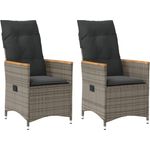 vidaXL Gartensessel mit Kissen 2 Stk. Verstellbar Grau Poly Rattan 365651