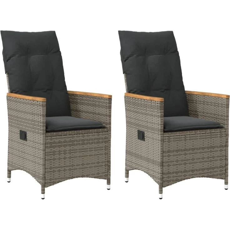 vidaXL Gartensessel mit Kissen 2 Stk. Verstellbar Grau Poly Rattan 365651 – Bild 1