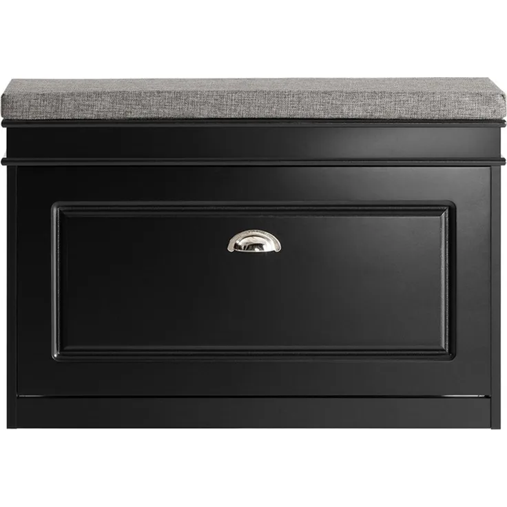 SoBuy FSR82-L-SCH Schuhbank, MDF, Lackiert, Schwarz, 75 x 51 x 24 cm