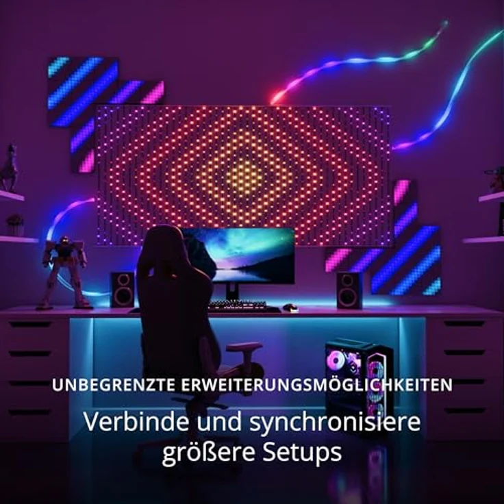 Twinkly Matrix 500 LED RGB, LED-Vorhang mit hoher Dichte, Smarte Mehfarbige RGB Gaming-Lichter, Kompatibel mit Razer Chroma, Omen, Alexa, Google Home, App-Steuerung, Transparentes Kabel, 0.5x2.4 m – Bild 7