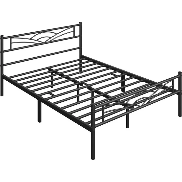 Yaheetech Metallbett mit Lattenrost, Wolkenmuster, Schwarz, 140x200 cm